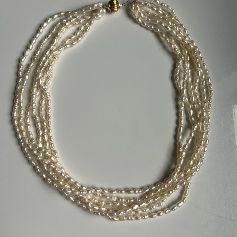 Vintage Freshwater Rice Pearl Necklace 18in